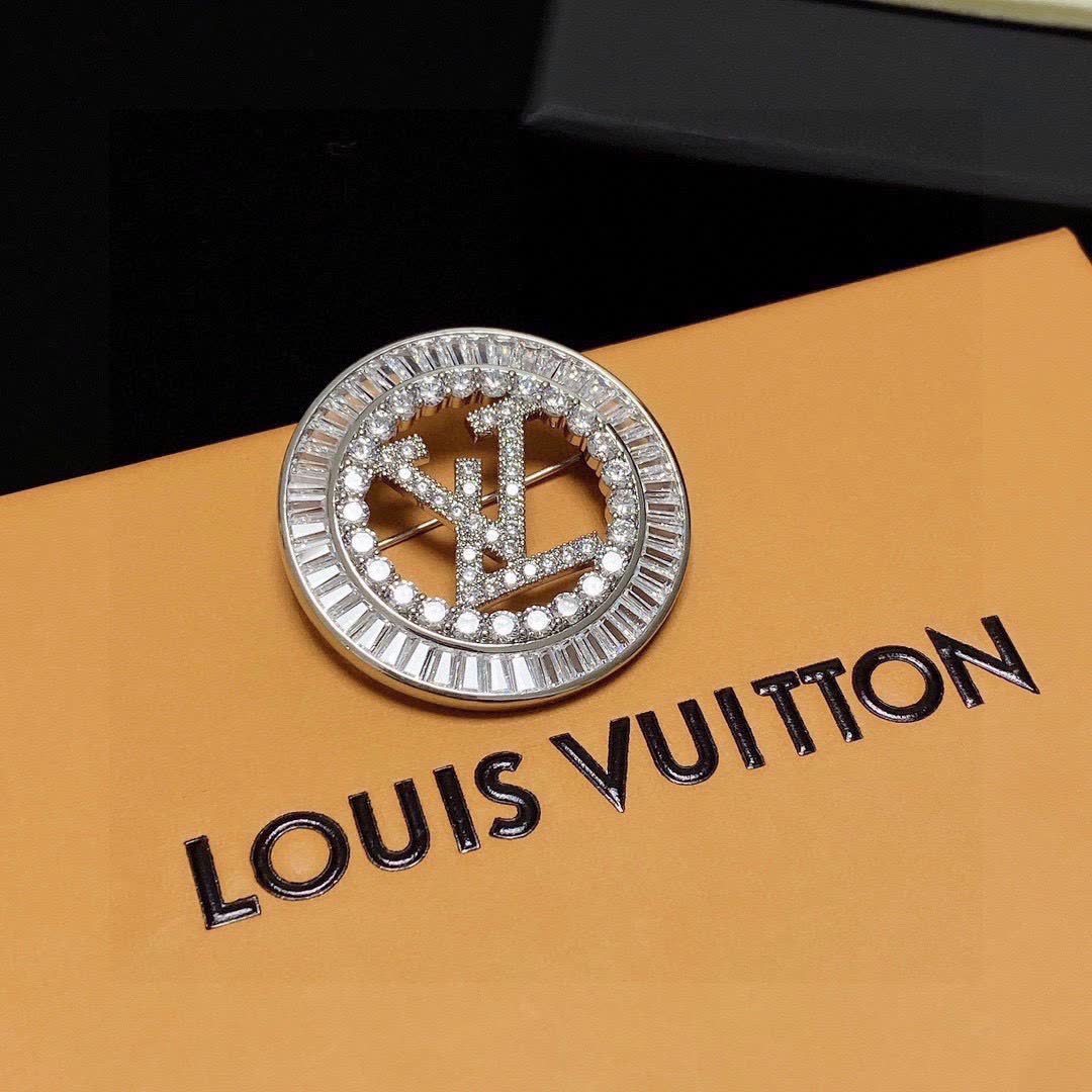 Louis Vuitton Crystal Logo Brooch